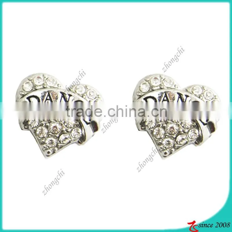 Metal Silver Shiny Crystal Rhinestone Paw Charm
