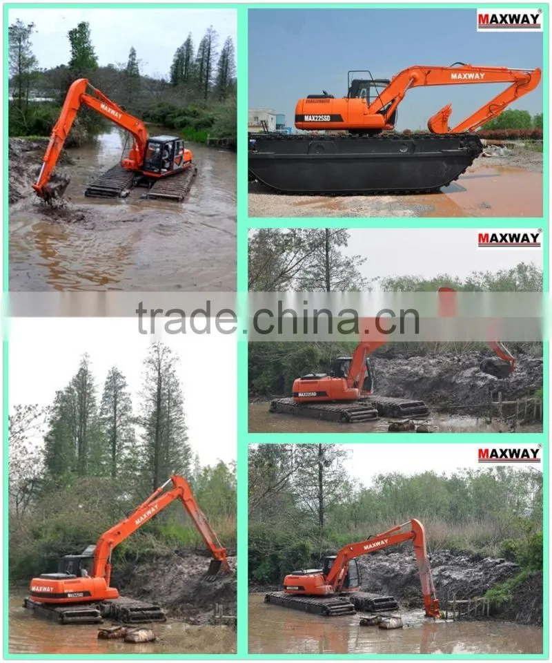 MAXWAY Swamp Excavator Pontoon Undercarriage with Additional Pontoon and Spud , Suitable to 20 to 23Ton Class Excavator