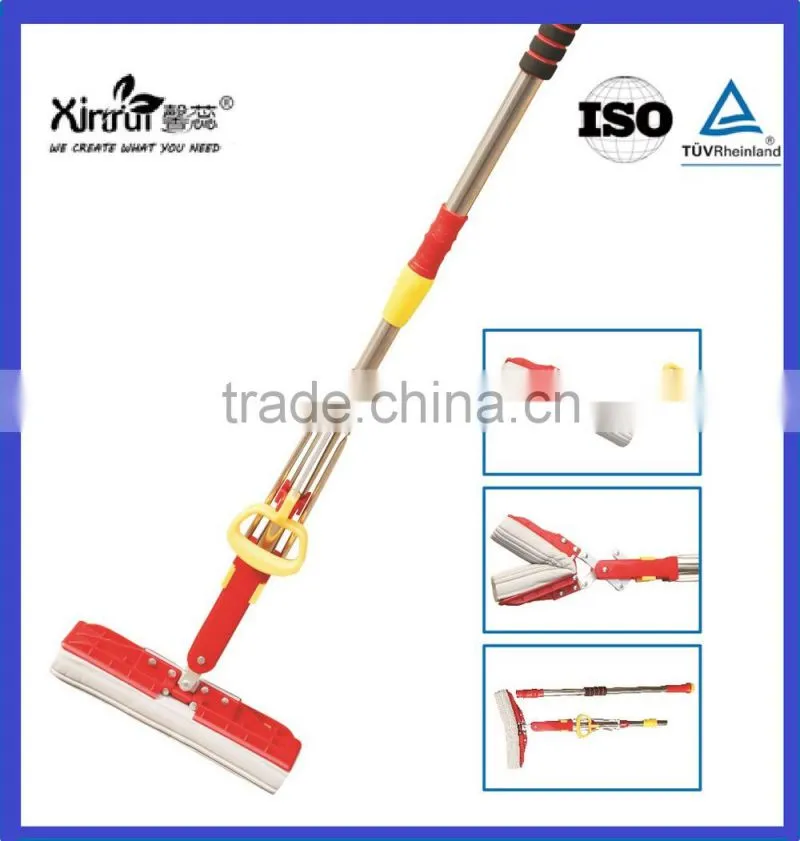 2015 hot PVA sponge magic mop 360 ,stainless steel scalable cleaning mop,sponge mop