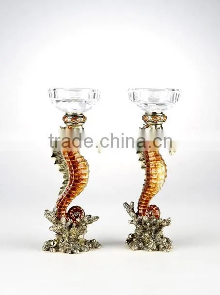 RORO Hawaii Dream seahorse enamel home decoration craft candle stand pewter design crystal candle holder