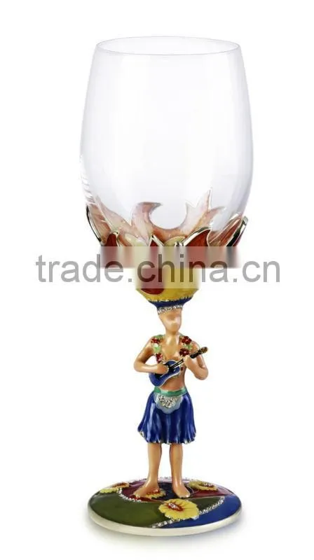 RORO Hawaii boy&girl enamel crystal glass big red wine glass