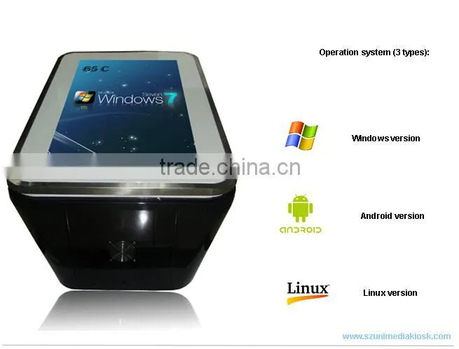 Wifi water-proofed 65 inch LCD touch screen interactive table kiosk