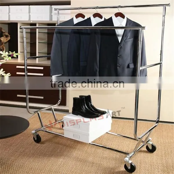 Double Rail Rolling Clothing Display Rack