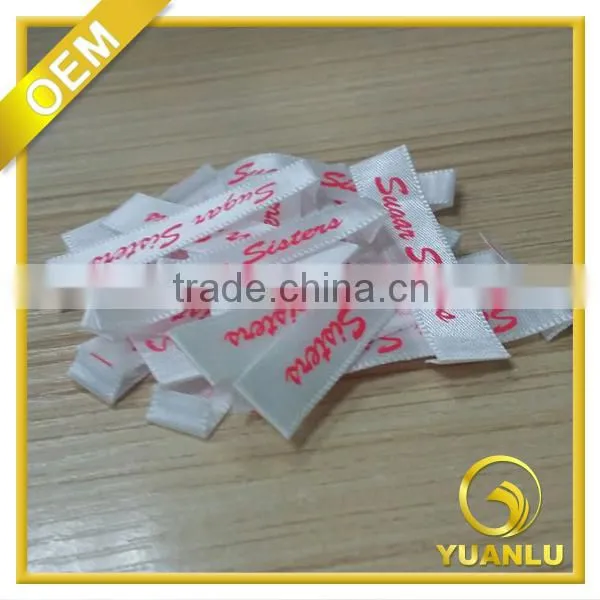 Custom information print satin printed labels for clothing