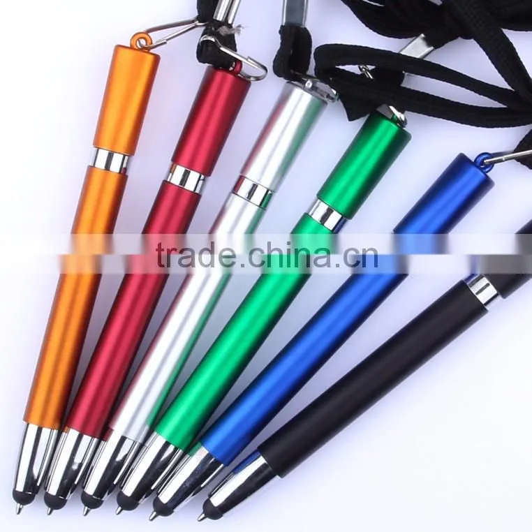 plastic stylus pen with neck rope hang neck pen with screen touch