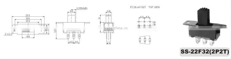 DIP vertical slide switch SS-12F32