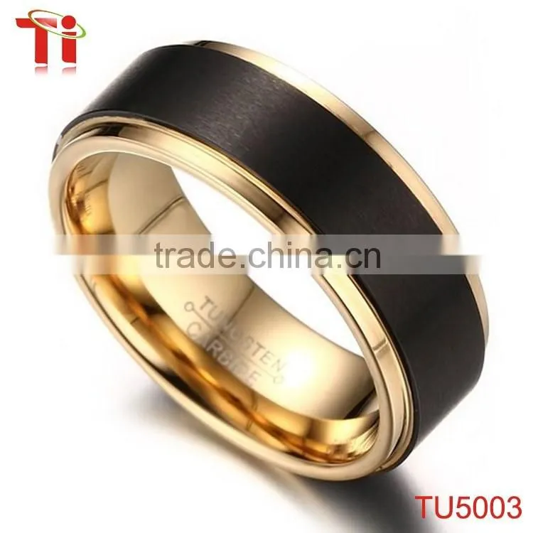18K Gold tungsten carbide ring brushed surface