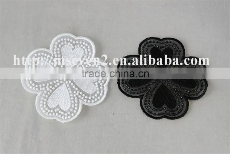 2016 newest design black and white embroidery neck lace neck patch flower pot stands designs