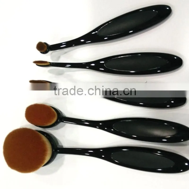 5 pcs Tooth Brush Shape Oval Makeup Brush Set Private Label MULTIPURPOSE Professional Foundation Powder Brush Kit with Bag