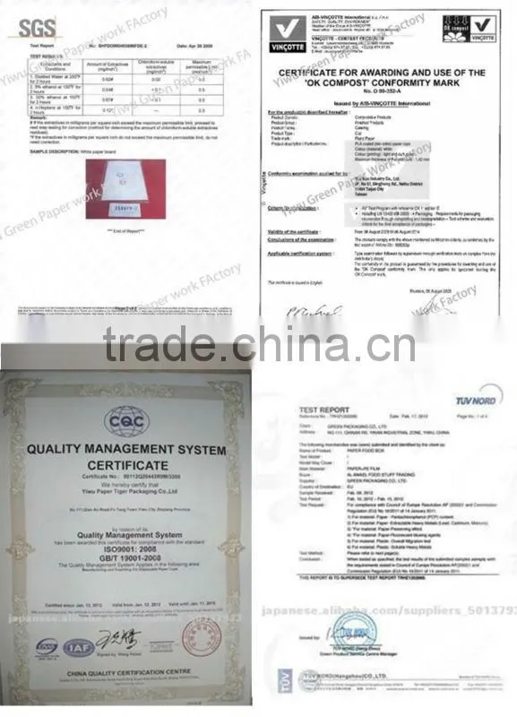 Whalesale Food grade biodegradable PLA coated paper for paper cup