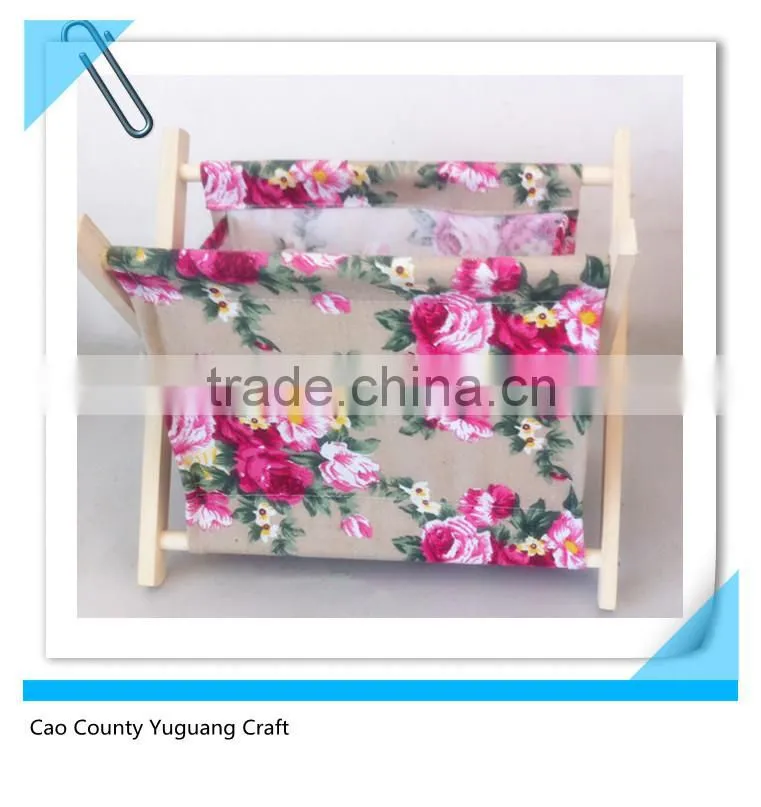 Foldable decorative l wooden magazine holder rack wholesale