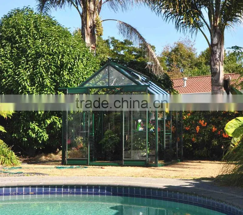Low cost galvanized steel frame 4mm tempered glass Greenhouse HX98 series
