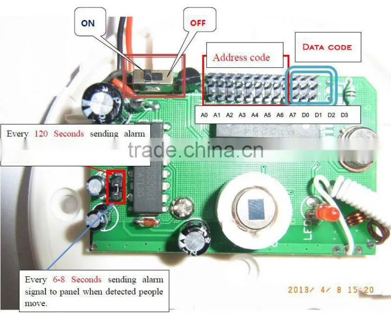 433.92Mhz wireless CEILING CPIR Sensor auto detecting criminal indoor CPIR100B