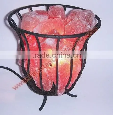WholeSale 2017 New Design WROUGHT IRON SALT LAMPS WITH SALT CHUNKS