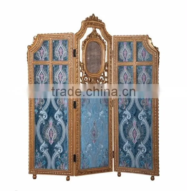 Antique Wooden Curio Floor Screens, Luxury Gold Painting Decorative Folding Screen, Classical Furniture Wood Carved Screen