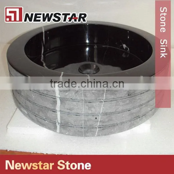 Newstar polished black stone sink