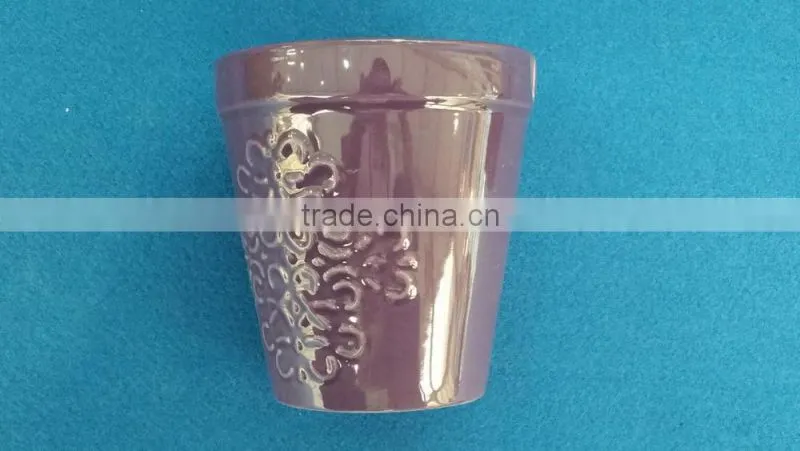Glazed Ceramic Flower Pot With Saucers