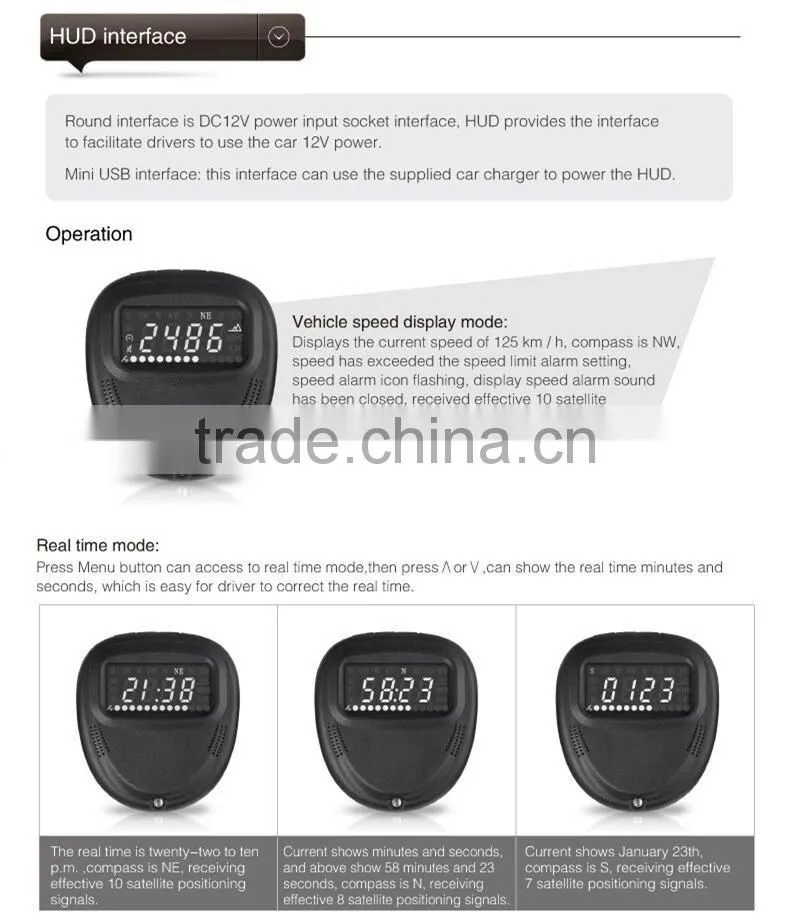 2016 Hot Sale Universal GPS HUD A1 Head Up Display Car OBD2 Speedometer KMH MPH Overspeed Alarm For All Cars