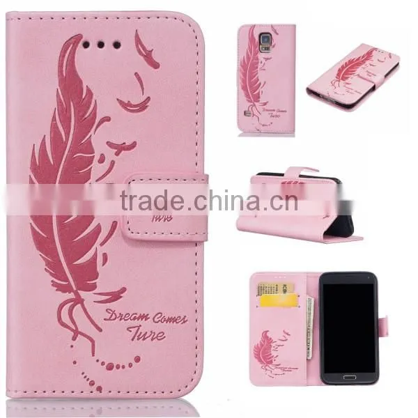 Embossed leather phone case,PU leather phone shell,flip foldable case for Samsung s5