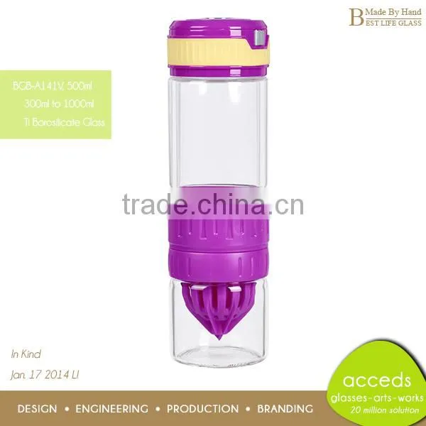 Personalized Pyrex Glass Fruit Lemon Water Bottle