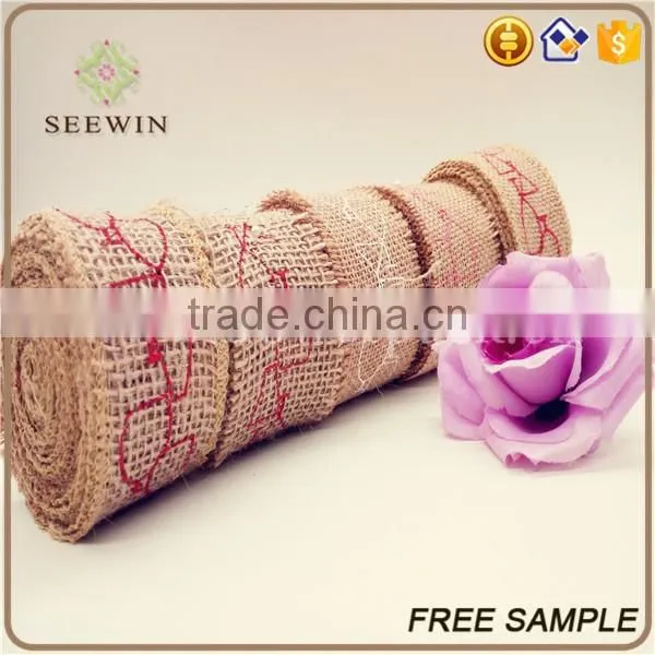 printed jute ribbon for deco and natural jute ribbon