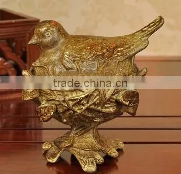European and American style antique bird's nest resin bird shape jewelry box