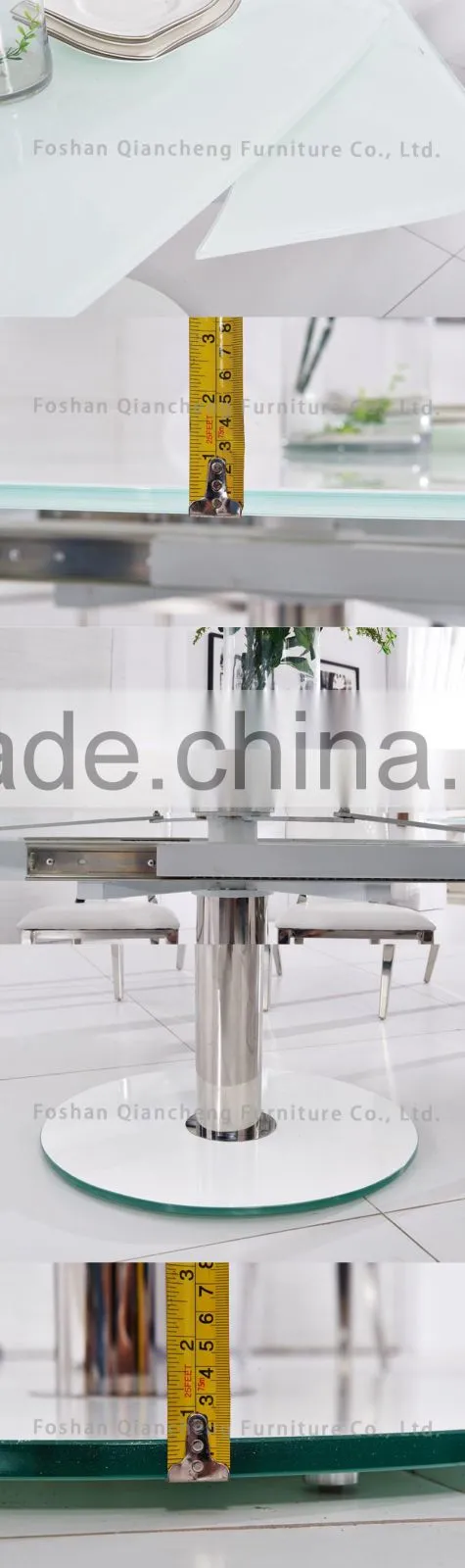 new model functional extendable dining table with stainless steel base