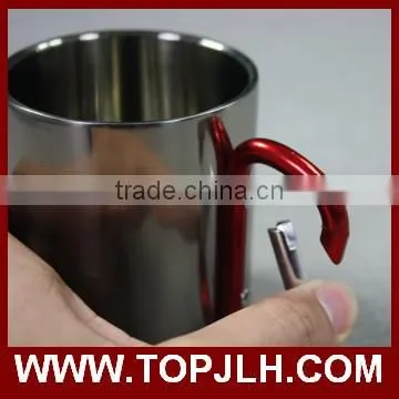 Top selling stainless steel camping carabiner handle mugs