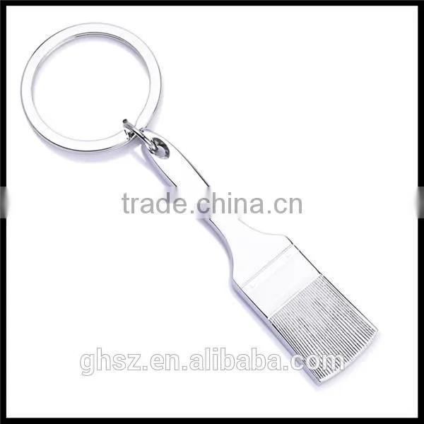 Creative key chains gift keyrings metal brush shape key ring supplier