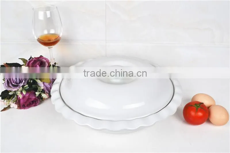 12" white porcelain comal