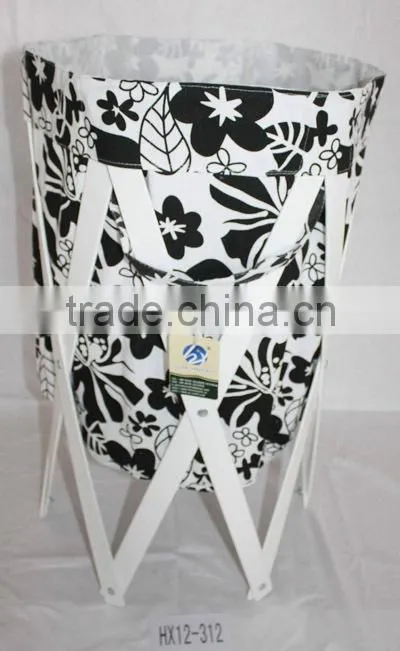 White Wooden Stand Large Canvas Laundry Bag