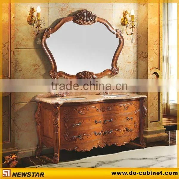 bathroom vanity cabinet with marble countertop and ceramic basin