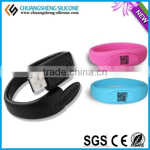 2015 SLAP USB BRACELET/USB BANGLES MADE OF 100%PURE SILICONE