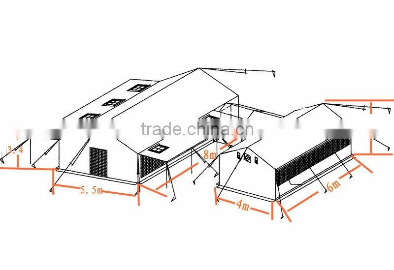 kitchen work and dining-hall combination tent