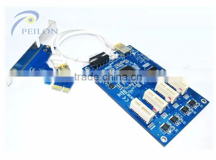 Pci-e express 1x to16x 3 slots pci Riser Card pci-e to pci converter card splitters for pci-e 3 port for bitcoin