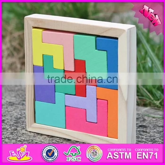 2016 new design children educational toy wooden tetris puzzle W14A179