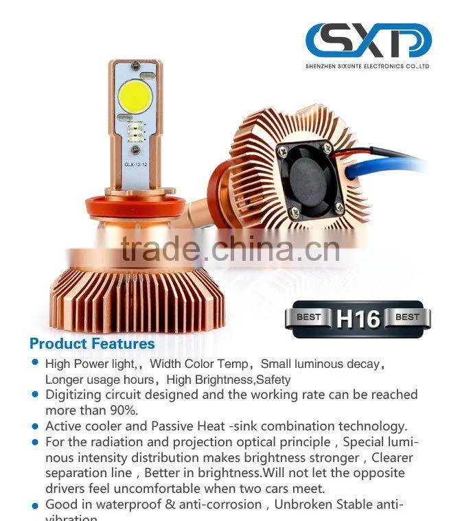 factory wholesale 25W High Performance H16 Auto h16 car led light Led Headlight