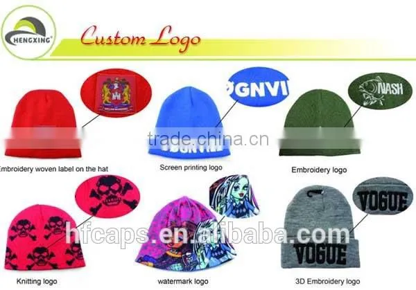 Acrylic wholesale custom knitted beanie hats with a ball