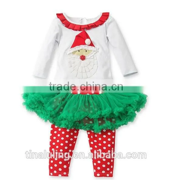 Fashion Lovely and Cute Santa Claus Pattern Clothing sets for girls Childrens boutique clothes