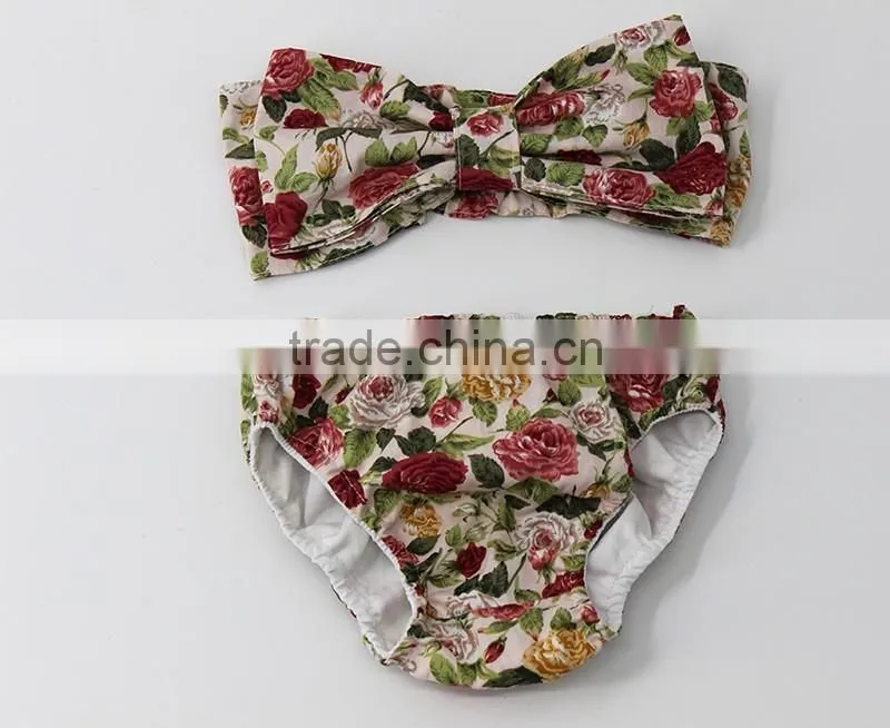 Summer beach clothes set pretty girl bikini swim wear floral print fabric wholesale China factory