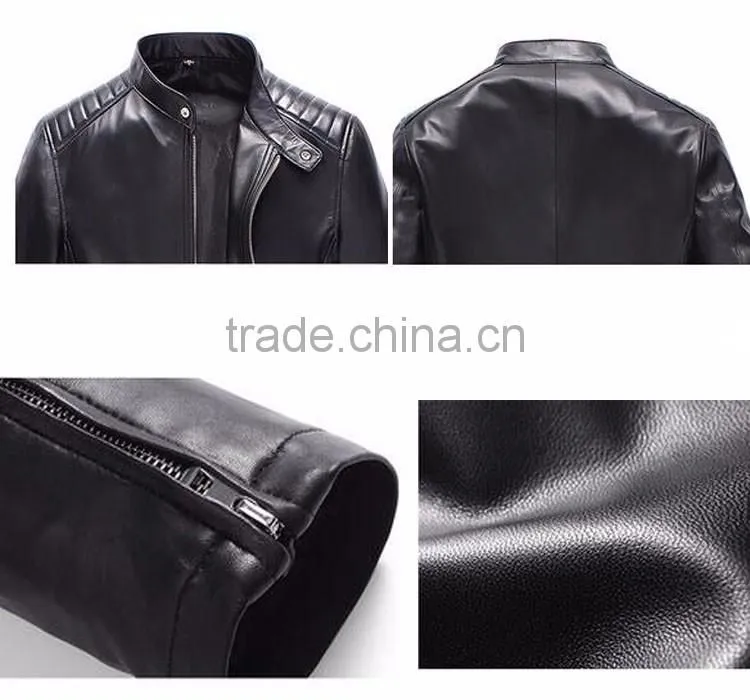 Latest fashion design black leather men winter coat fur clothing men coat