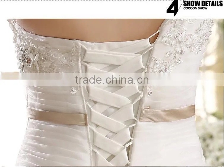 Sexy one shoulder long length back open evening dress fishtail wedding dress