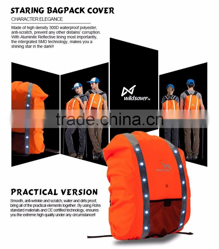 camping waterproof dry bag safety LED flashing backpack cover