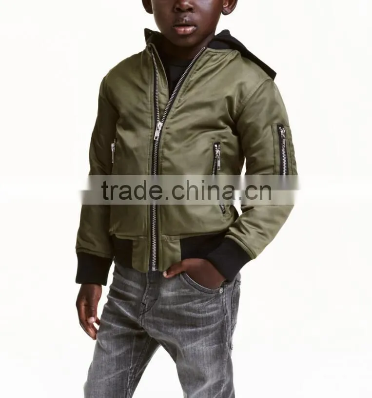 Top quality hooded pilot kids bomber jacket bulk wholesale child jacket