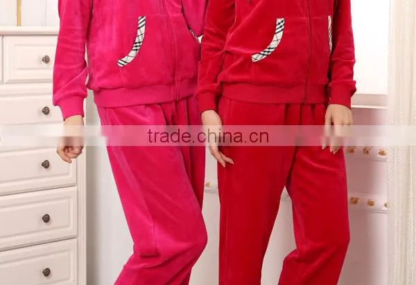 Women fantastic winter velvet pajamas zip hoodie fitness design pajamas for women