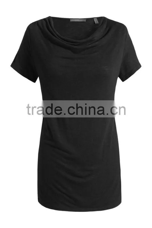 ladies new design t shirt waterfall neckline cotton t shirt 120 grams t shirt blank