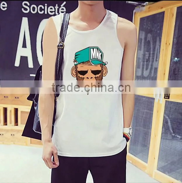 Latest Mens Elastic Gym Vest Design Pinted Tank Top For Men