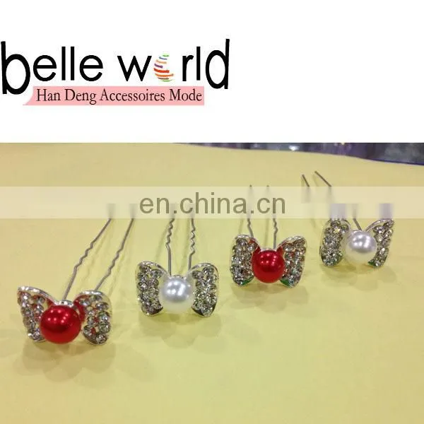 Bow Hair Pin Stick Hair Bun Hair Fork with Pearl