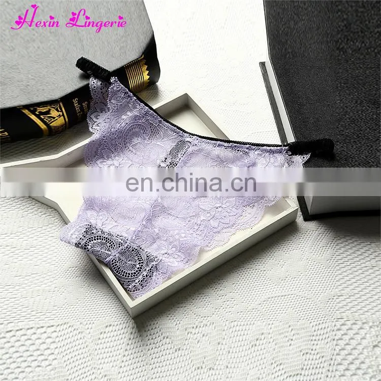 Without Moq Free Shipping Girls Purple Ice Silk Thin Belt Breathable Sexy Lace Panties