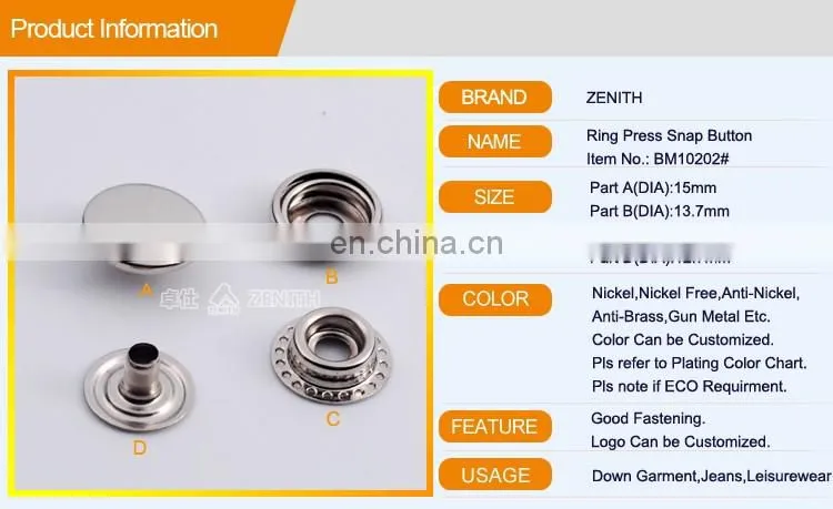 15mm Ring Metal Snap Button BM10202